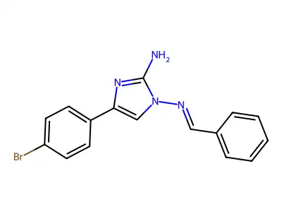 N-[2-amino-4-(4-bromophenyl)-1H-imidazol-1-yl]-N-[(E)-phenylmethylidene]amine structure