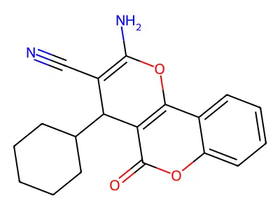 2-Amino-4-cyclohexyl-5-oxo-4H,5H-pyrano[3,2-c]chromene-3-carbonitrile structure
