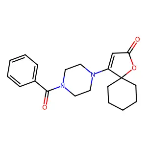 4-[4-(Phenylcarbonyl)piperazin-1-yl]-1-oxaspiro[4.5]dec-3-en-2-one structure