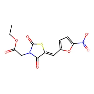 ethyl 2-[5-[(5-nitrofuran-2-yl)methylidene]-2,4-dioxo-1,3-thiazolidin-3-yl]acetate structure