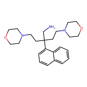 4-Morpholin-4-yl-2-(2-morpholin-4-ylethyl)-2-naphthalen-1-ylbutan-1-amine structure