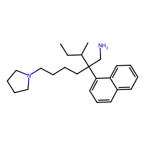 2-Butan-2-yl-2-naphthalen-1-yl-6-pyrrolidin-1-ylhexan-1-amine structure