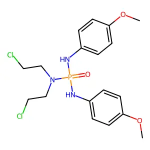 N,N-Bis(2-chloroethyl)-N',N''-bis(4-methoxyphenyl)phosphoric triamide structure