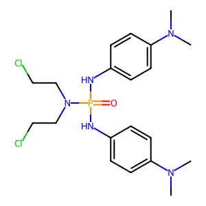 1-N-[bis(2-chloroethyl)amino-[4-(dimethylamino)anilino]phosphoryl]-4-N,4-N-dimethylbenzene-1,4-diamine structure