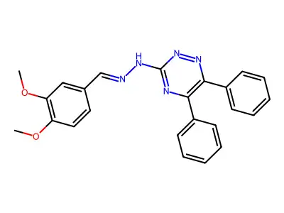 N-[(E)-(3,4-dimethoxyphenyl)methylideneamino]-5,6-diphenyl-1,2,4-triazin-3-amine structure