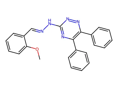 N-[(E)-(2-methoxyphenyl)methylideneamino]-5,6-diphenyl-1,2,4-triazin-3-amine structure