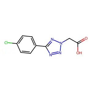 2-(5-(4-chlorophenyl)-2H-1,2,3,4-tetrazol-2-yl)acetic acid structure