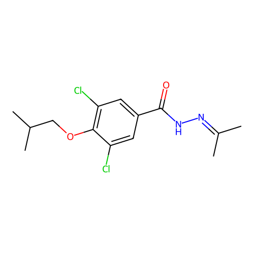 Benzoic acid, 3,5-dichloro-4-isobutoxy-, 2-isopropylidenehydrazide structure
