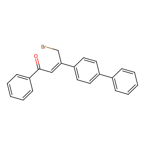 (Z)-4-bromo-1-phenyl-3-(4-phenylphenyl)but-2-en-1-one structure