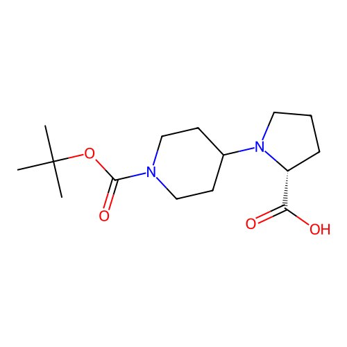 (R)-4-(2-Carboxy-pyrrolidin-1-yl)-piperidine-1-carboxylic acid tert-butyl ester structure