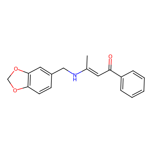 (E)-3-(1,3-benzodioxol-5-ylmethylamino)-1-phenylbut-2-en-1-one structure