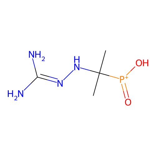 2-[2-(Diaminomethylidene)hydrazinyl]propan-2-yl-hydroxy-oxophosphanium structure