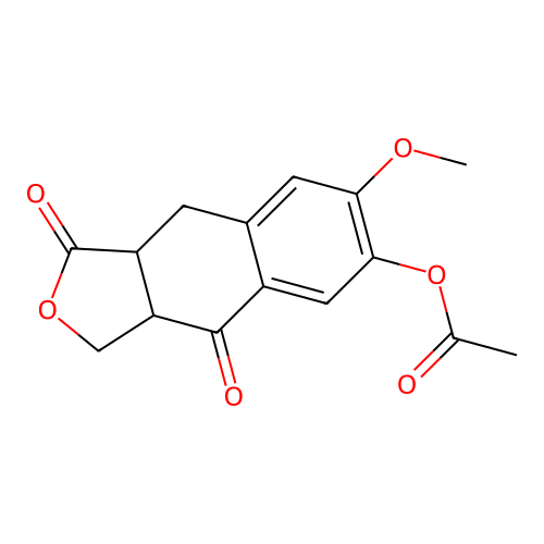 Naphtho[2,3-c]furan-1,4-dione, 3,3a,9,9a-tetrahydro-6-hydroxy-7-methoxy-, acetate structure