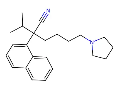 2-Naphthalen-1-yl-2-propan-2-yl-6-pyrrolidin-1-ylhexanenitrile structure