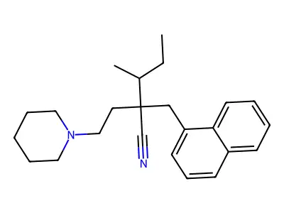 3-Methyl-2-(naphthalen-1-ylmethyl)-2-(2-piperidin-1-ylethyl)pentanenitrile structure