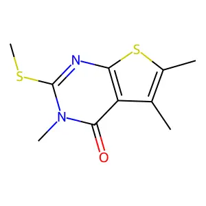 3,5,6-trimethyl-2-(methylsulfanyl)-3H,4H-thieno[2,3-d]pyrimidin-4-one structure