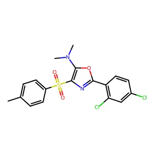 2-(2,4-dichlorophenyl)-N,N-dimethyl-4-tosyloxazol-5-amine structure