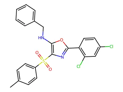 N-benzyl-2-(2,4-dichlorophenyl)-4-(4-methylphenyl)sulfonyl-1,3-oxazol-5-amine structure
