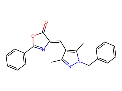 4-[[3,5-Dimethyl-1-(phenylmethyl)-1H-pyrazol-4-yl]methylene]-2-phenyl-5(4H)-oxazolone structure