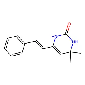 4,4-dimethyl-6-[(E)-2-phenylethenyl]-1,3-dihydropyrimidin-2-one structure