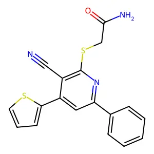 2-{[3-Cyano-6-phenyl-4-(thiophen-2-yl)pyridin-2-yl]sulfanyl}acetamide structure