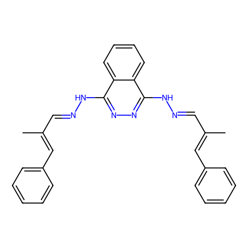 1-N,4-N-bis[(2-methyl-3-phenylprop-2-enylidene)amino]phthalazine-1,4-diamine structure