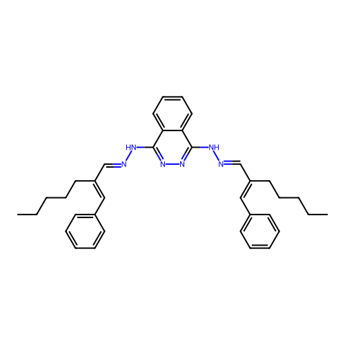 1-N,4-N-bis(2-benzylideneheptylideneamino)phthalazine-1,4-diamine structure
