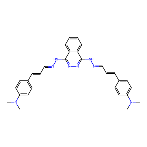 1-N,4-N-bis[(E)-[(E)-3-[4-(dimethylamino)phenyl]prop-2-enylidene]amino]phthalazine-1,4-diamine structure