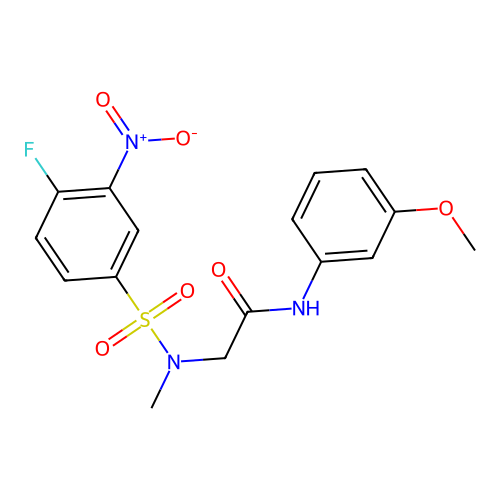 2-[(4-fluoro-3-nitrophenyl)sulfonyl-methylamino]-N-(3-methoxyphenyl)acetamide structure