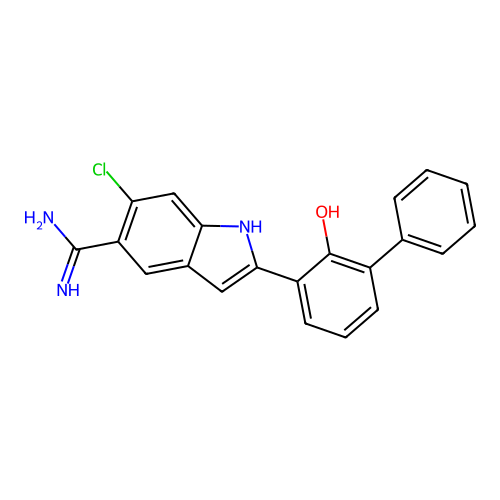 6-chloro-2-(2-hydroxybiphenyl-3-yl)-1H-indole-5-carboxamidine structure