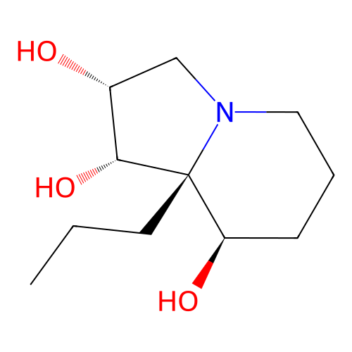 (1S,2R,8R,8AR)-8a-propyloctahydroindolizine-1,2,8-triol structure
