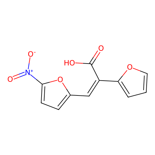 cis-3-(5-Nitro-2-furyl)-2-(2-furyl)acrylic acid structure