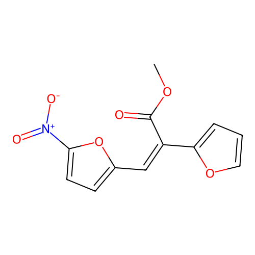 Methyl cis-3-(5-nitro-2-furyl)-2-(2-furyl)acrylate structure