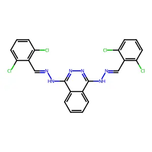 1-N,4-N-bis[(2,6-dichlorophenyl)methylideneamino]phthalazine-1,4-diamine structure
