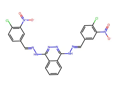 N,N-bis[(4-chloro-3-nitro-phenyl)methylideneamino]phthalazine-1,4-diamine structure