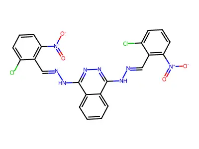 1-N,4-N-bis[(2-chloro-6-nitrophenyl)methylideneamino]phthalazine-1,4-diamine structure