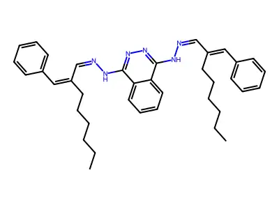 1-N,4-N-bis(2-benzylideneoctylideneamino)phthalazine-1,4-diamine structure