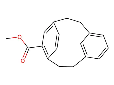 Tricyclo(9.2.2.1(4,8))hexadeca-hexaene-12-carboxylic acid ME ester structure