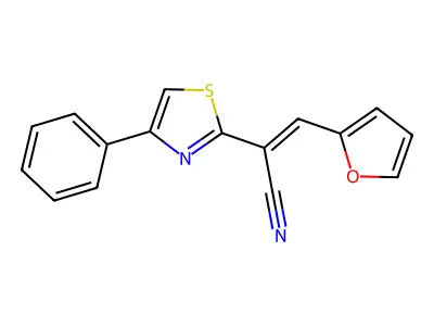 (E)-3-(2-furyl)-2-(4-phenyl-1,3-thiazol-2-yl)-2-propenenitrile structure