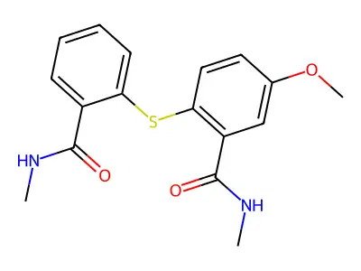 5-methoxy-N-methyl-2-[2-(methylcarbamoyl)phenyl]sulanylbenzamide structure