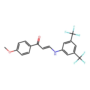 3-[3,5-di(trifluoromethyl)anilino]-1-(4-methoxyphenyl)prop-2-en-1-one structure
