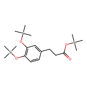 Hydrocinnamic acid, 3,4-bis(trimethylsiloxy)-, trimethylsilyl ester structure