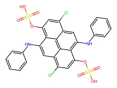 5,10-Dianilino-3,8-dichloro-1,6-pyrenediyl bis(hydrogen sulfate) structure