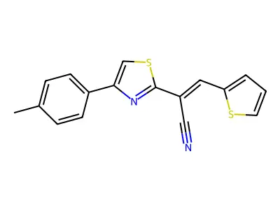 (E)-3-(thiophen-2-yl)-2-(4-(p-tolyl)thiazol-2-yl)acrylonitrile structure