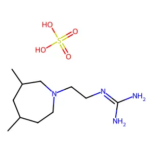 Guanidine, (2-(hexahydro-3,5-dimethyl-1H-azepin-1-yl)ethyl)-, sulfate structure