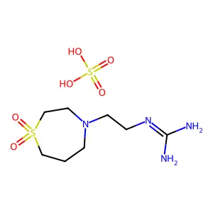 Guanidine, (2-(tetrahydro-1,4-thiazepin-4(5H)-yl)ethyl)-, S,S-dioxide, sulfate structure