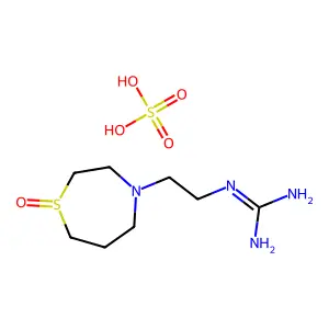Guanidine, (2-(tetrahydro-1,4-thiazepin-4(5H)-yl)ethyl)-, S-oxide, sulfate structure
