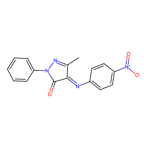 2-Pyrazolin-5-one, 3-methyl-4-[(p-nitrophenyl)imino]-1-phenyl- structure