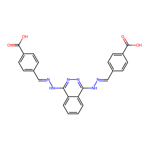 4,4'-[phthalazine-1,4-diylbis(hydrazin-2-yl-1-ylidenemethylylidene)]dibenzoic acid structure