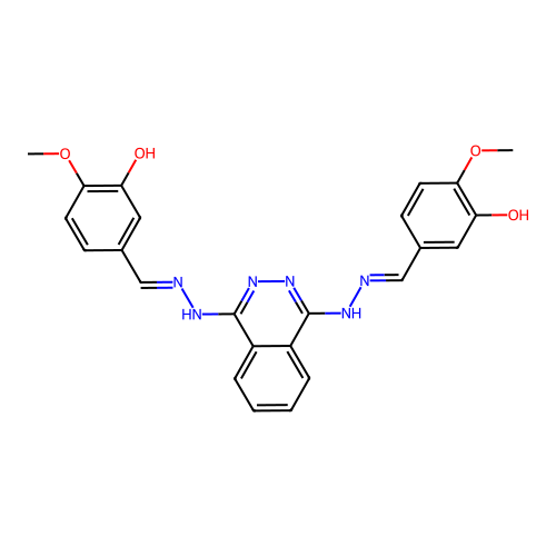 3,3'-[phthalazine-1,4-diylbis(hydrazin-2-yl-1-ylidenemethylylidene)]bis(6-methoxyphenol) structure